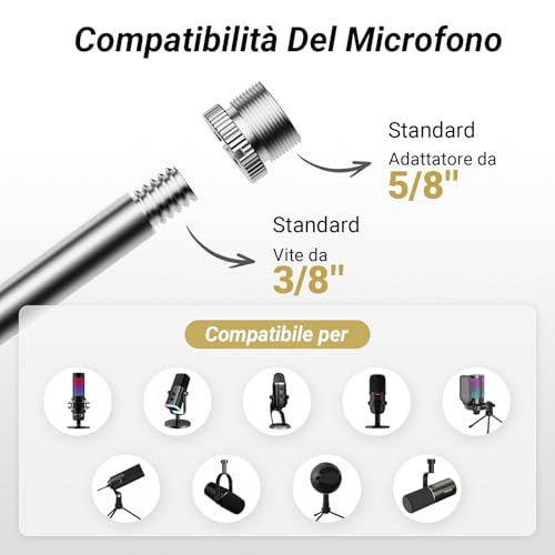 Thumbnail 3 de TONOR T20LP: Braccio per microfono a basso profilo, regolabile 360°/90°, ideale per podcast e streaming