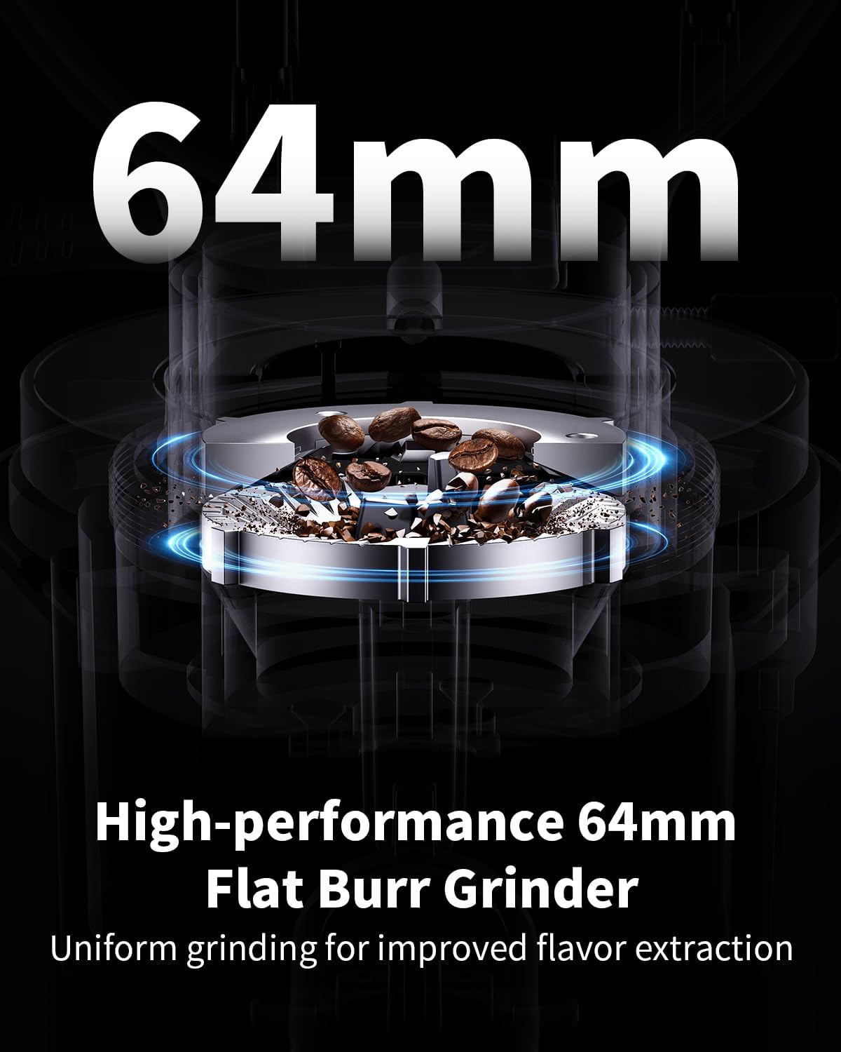 Detalle 2 de SHARDOR Professional 64mm Burr Coffee Grinder — 100 settings