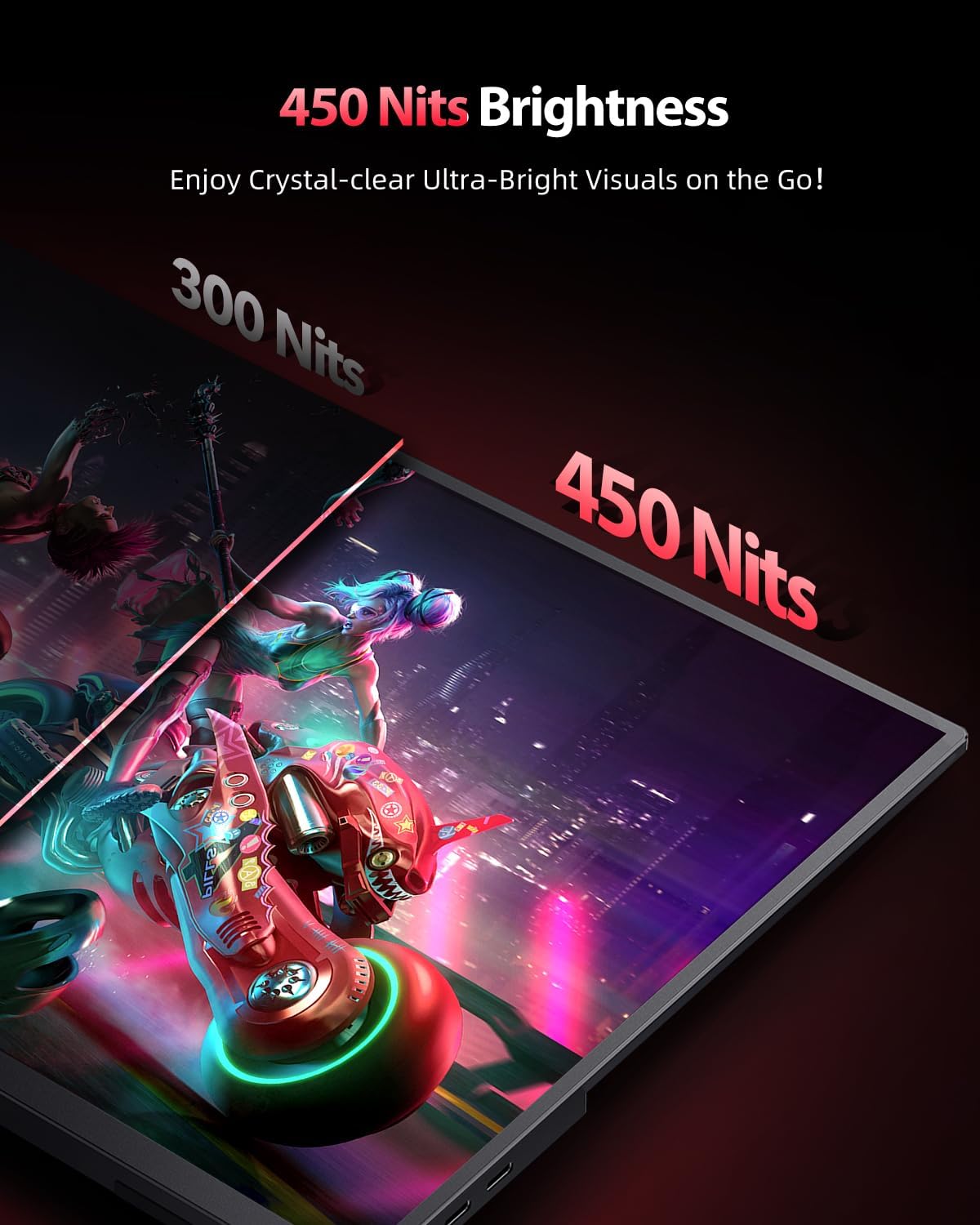 Detalle de UPERFECT 2K 144Hz QLED da 16 pollici portatile con USB-C e mini HDMI (VESA)
