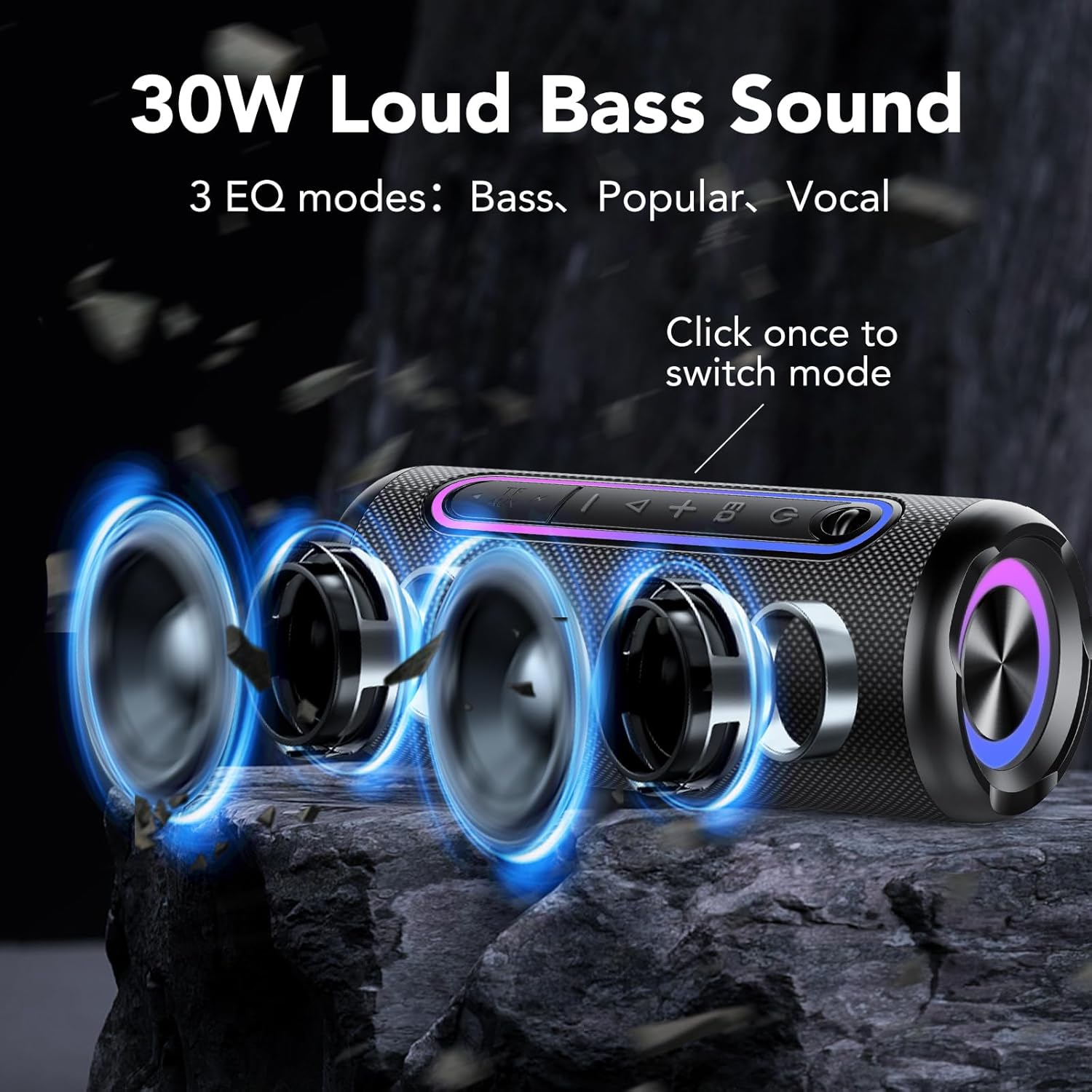 Thumbnail 1 de TIMU 30W Portable Bluetooth Speaker with IPX7, 3 EQ Modes, 30H Battery and RGB Lights