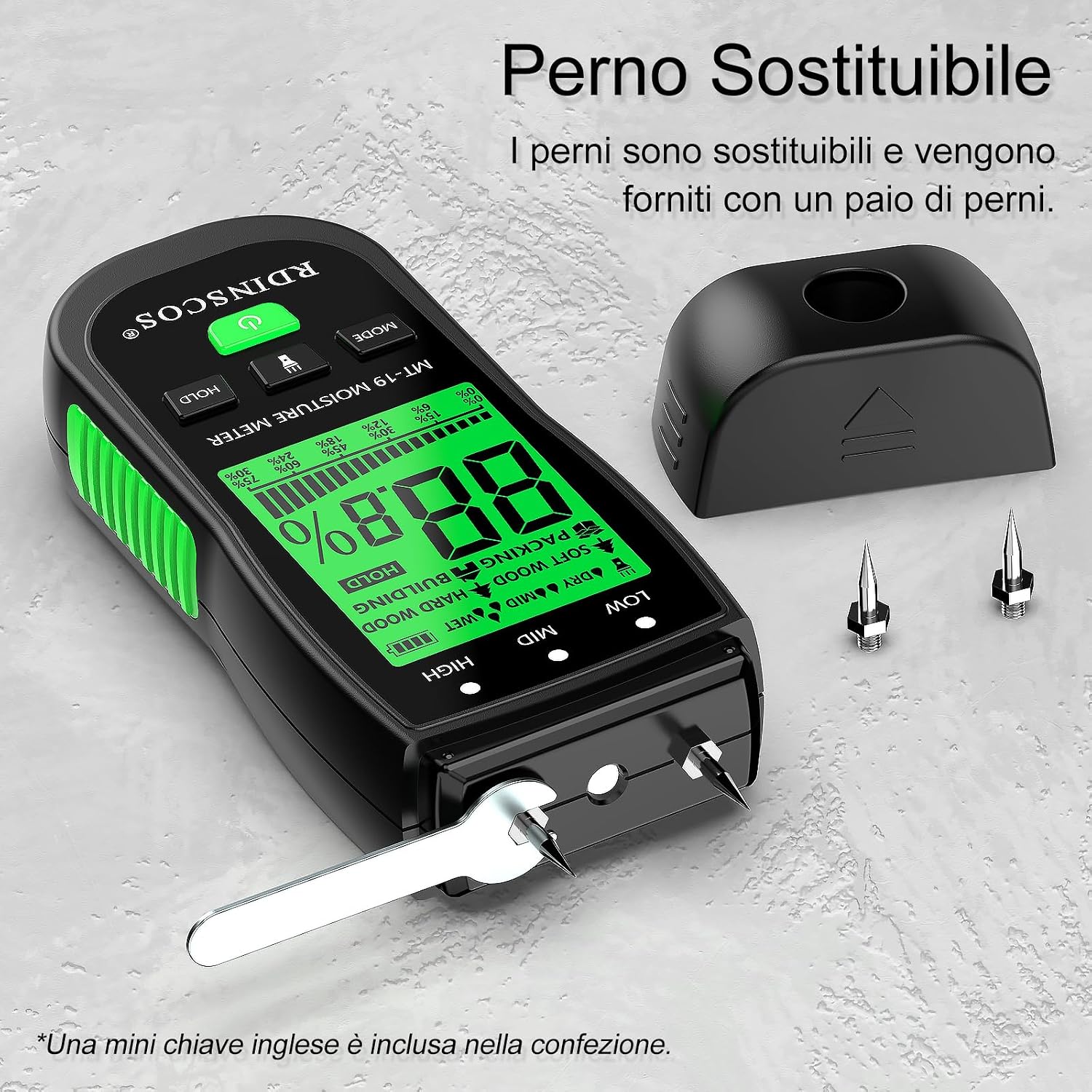 Detalle de Misuratore di Umidità del Legno – Igrometro Digitale Professionale per Legni