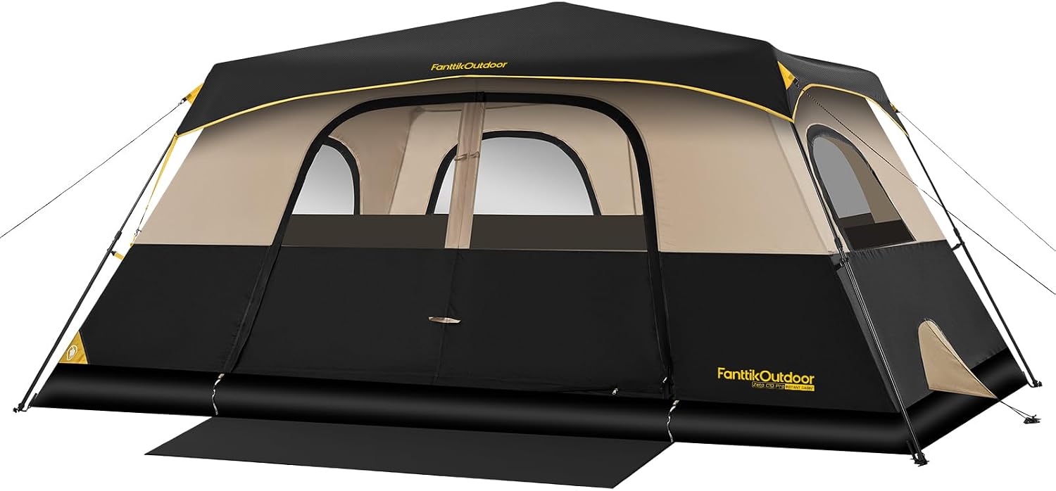 Detalle de FanttikOutdoor Zeta C10 Pro 10-Person Instant Cabin Tent, 14' x 10' with Rainfly