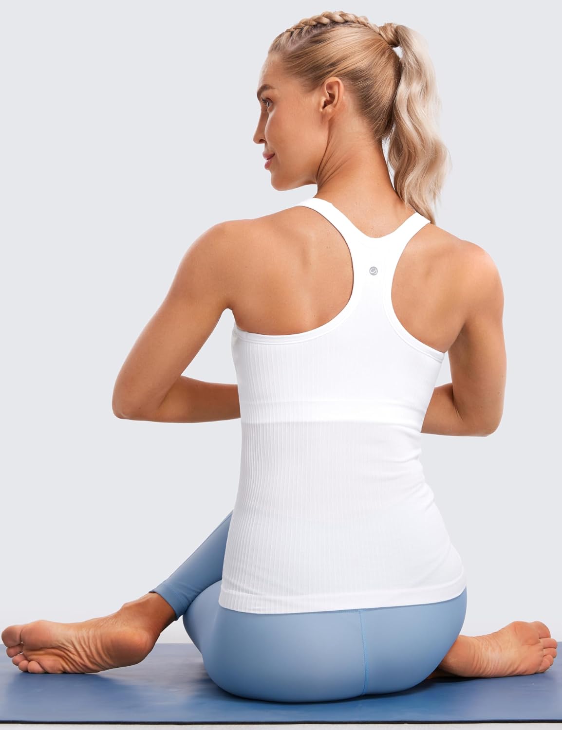 Detalle de CRZ YOGA Haut réservoir sans couture à soutien-gorge intégré Y-Back côtelé (femme)