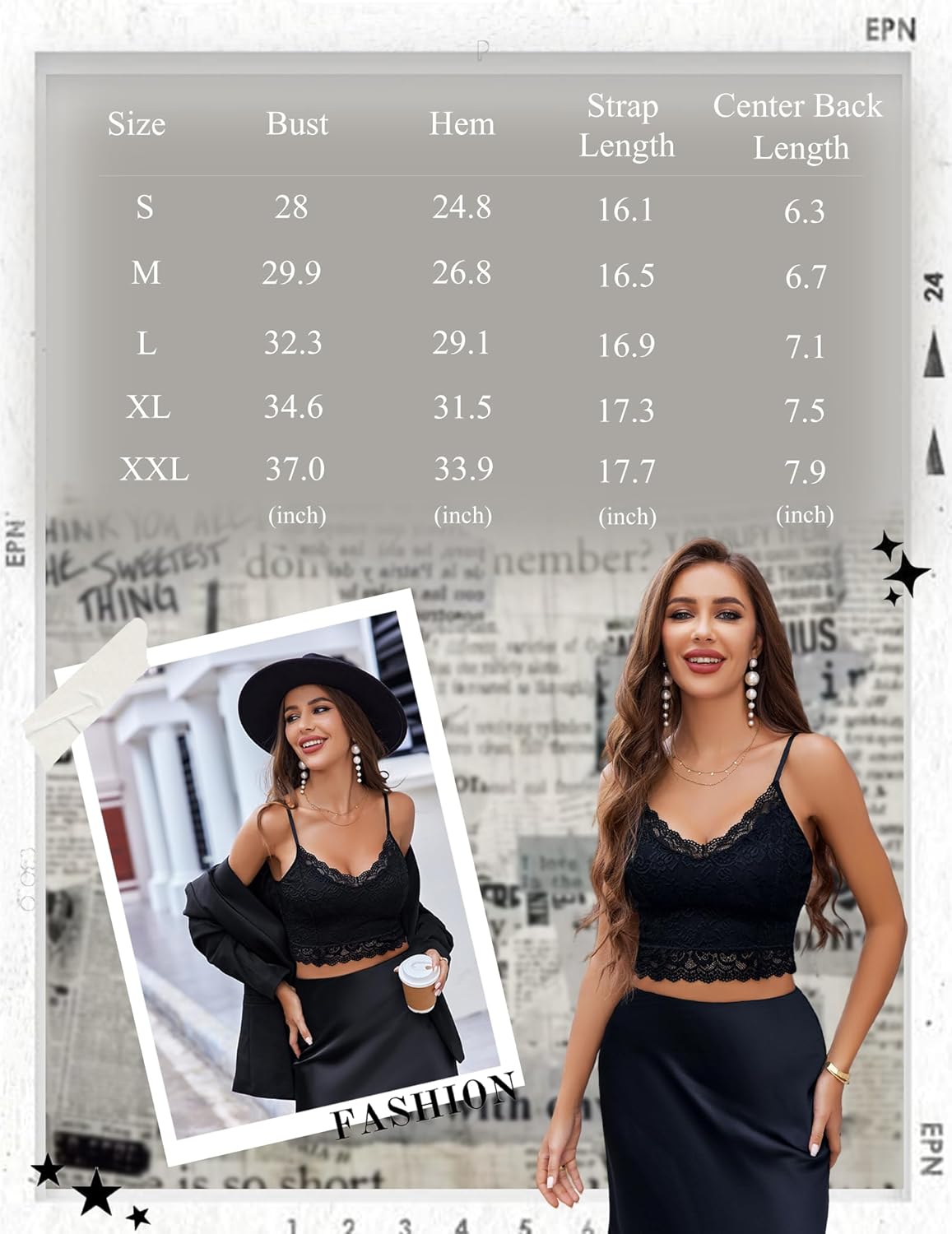 Detalle de Avidlove Damen Tank Top: Spitzen-Bustier, verstellbare Träger, V-Ausschnitt – vielseitiges Spitzen-Camisole