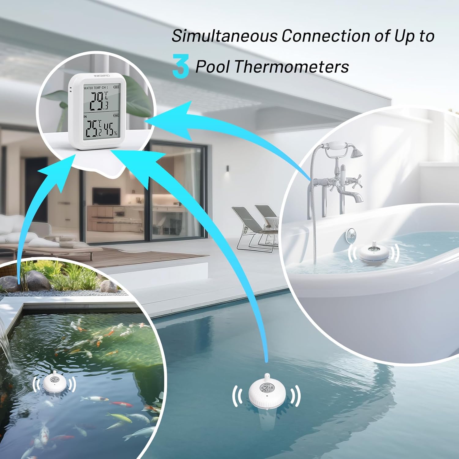 Detalle de Inkbird Wireless Floating Pool Thermometer IBS-P01R — Temperature Monitoring for Pools, Spas and More