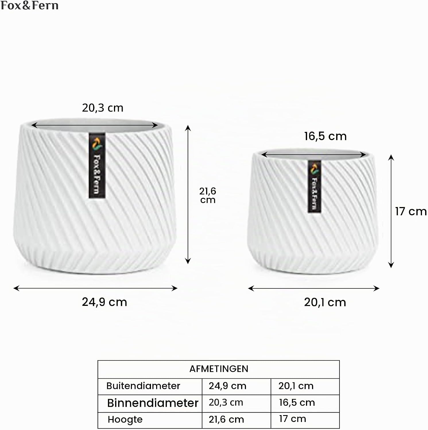 Thumbnail 5 de Fox & Fern PP-MUTI-L-SA plantpotten set van 2, polystone, mat wit