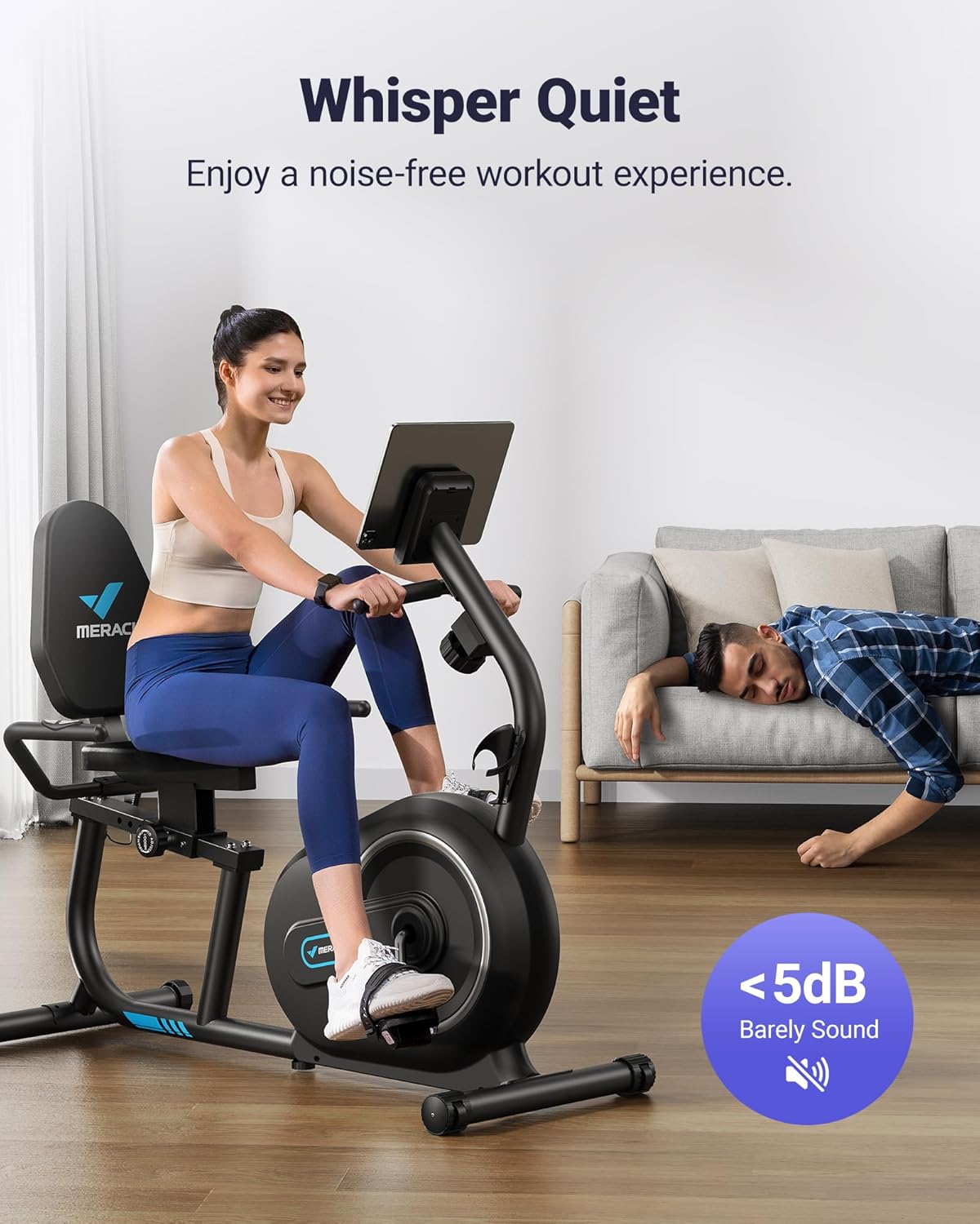 Detalle de MERACH Magnetic Recumbent Bike 8 levels