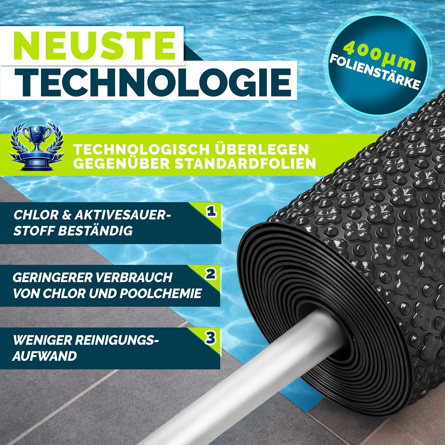 Detalle de tillvex TVPHQB ProHeat QB4 zwembadfolie 400 µm, 450 x 220 cm