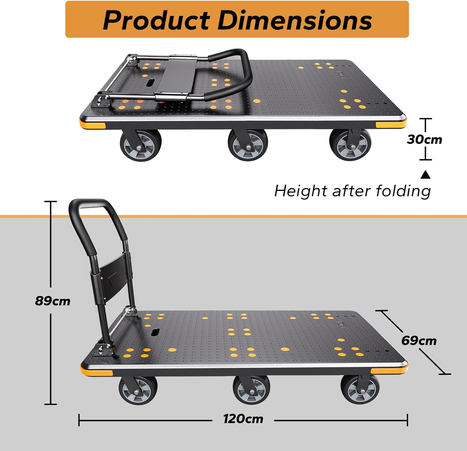 Thumbnail 1 de MediHoist klappbarer Plattformwagen mit 1.000 kg Traglast und 6 Rädern (schwarz)