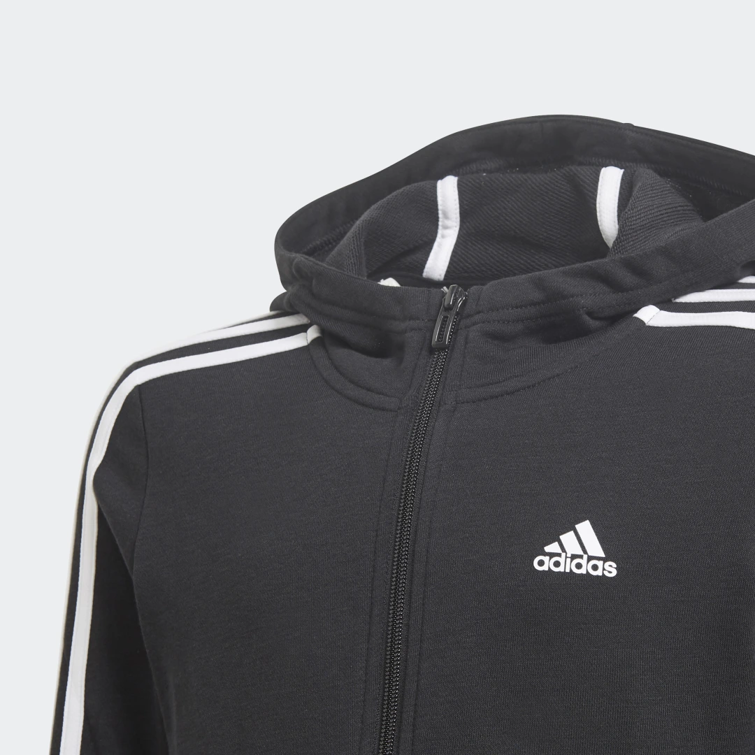 Thumbnail 2 de Chaqueta con capucha Essentials 3 bandas de Adidas (color negra)