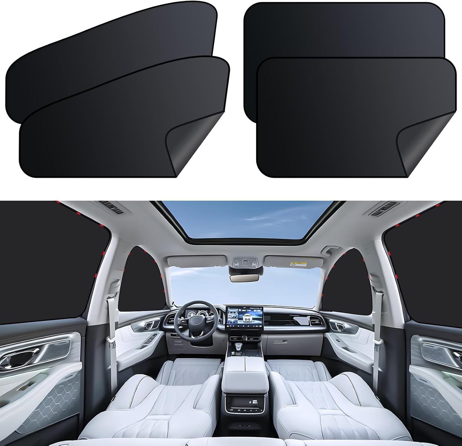 Detalle de ZATOOTO Sonnenschutz Auto Seitenscheibe – 4 Stück, magnetische Scheibenverdunkelung mit UV-Schutz