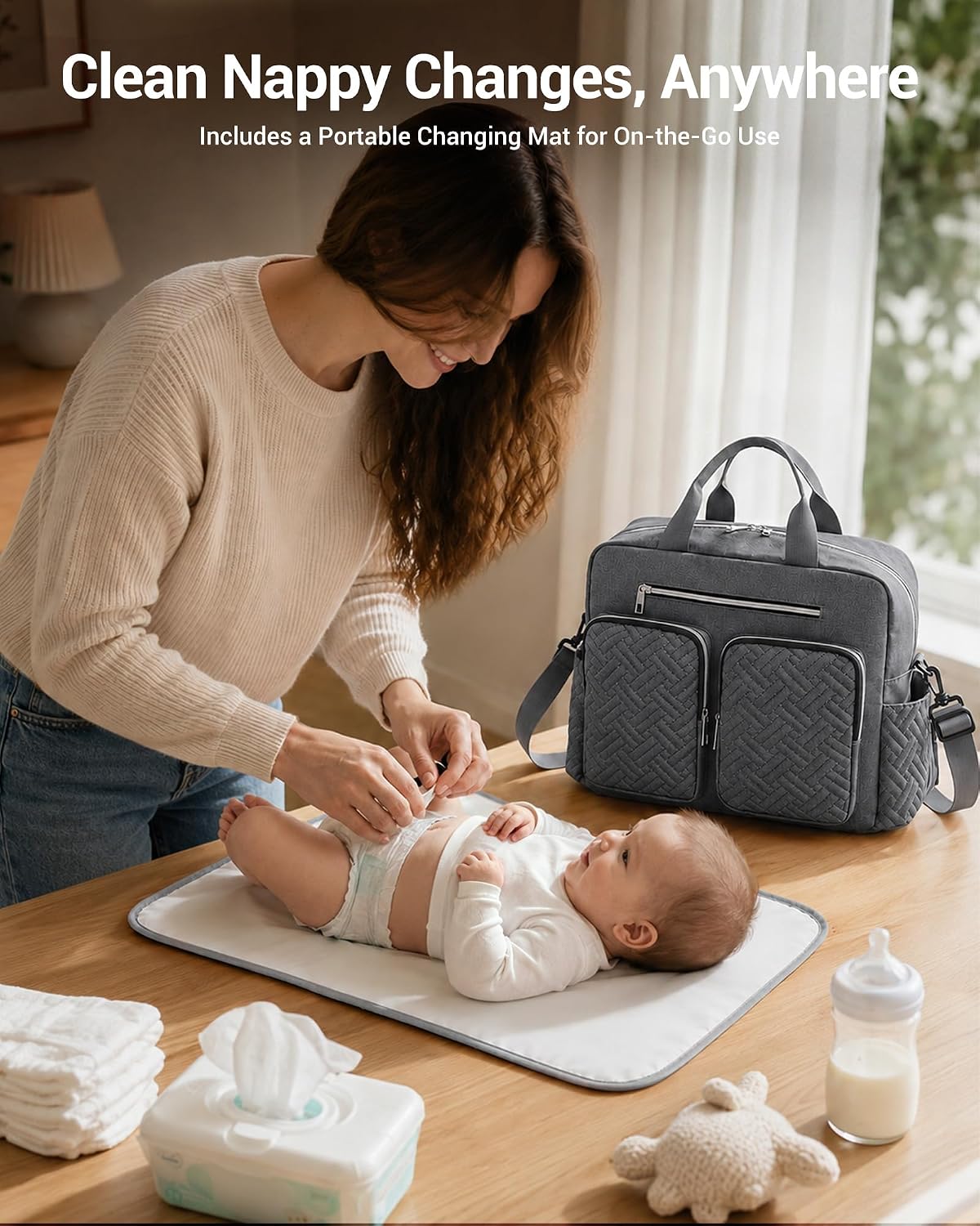 Thumbnail 1 de Kono Baby Changing Bag: Multifunction Nappy Bag with Portable Changing Mat