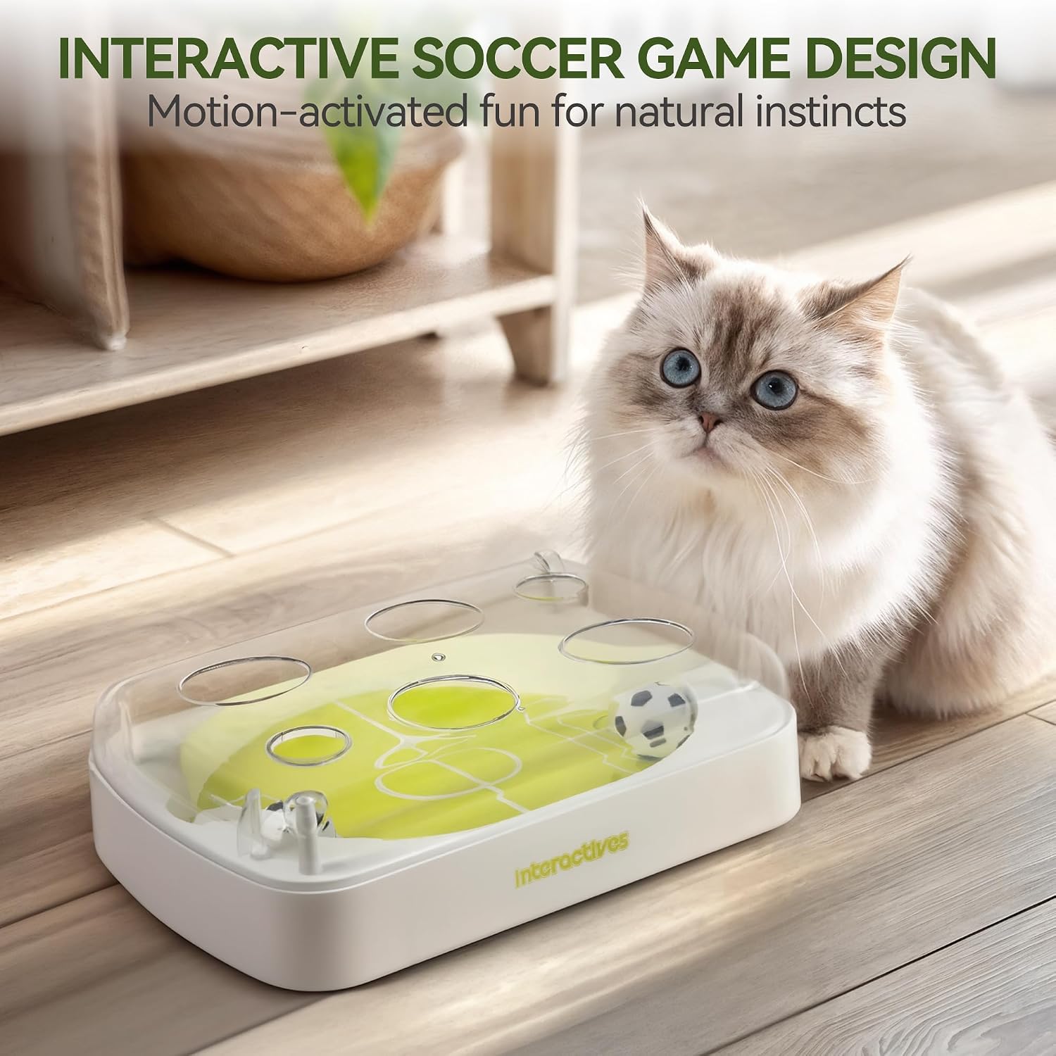 Detalle 2 de ALL FOR PAWS Interaktives Katzenspielzeug mit Fußballfeld-Design – Bewegungsaktivierte Bälle, Katzenminze & Nachtmodus