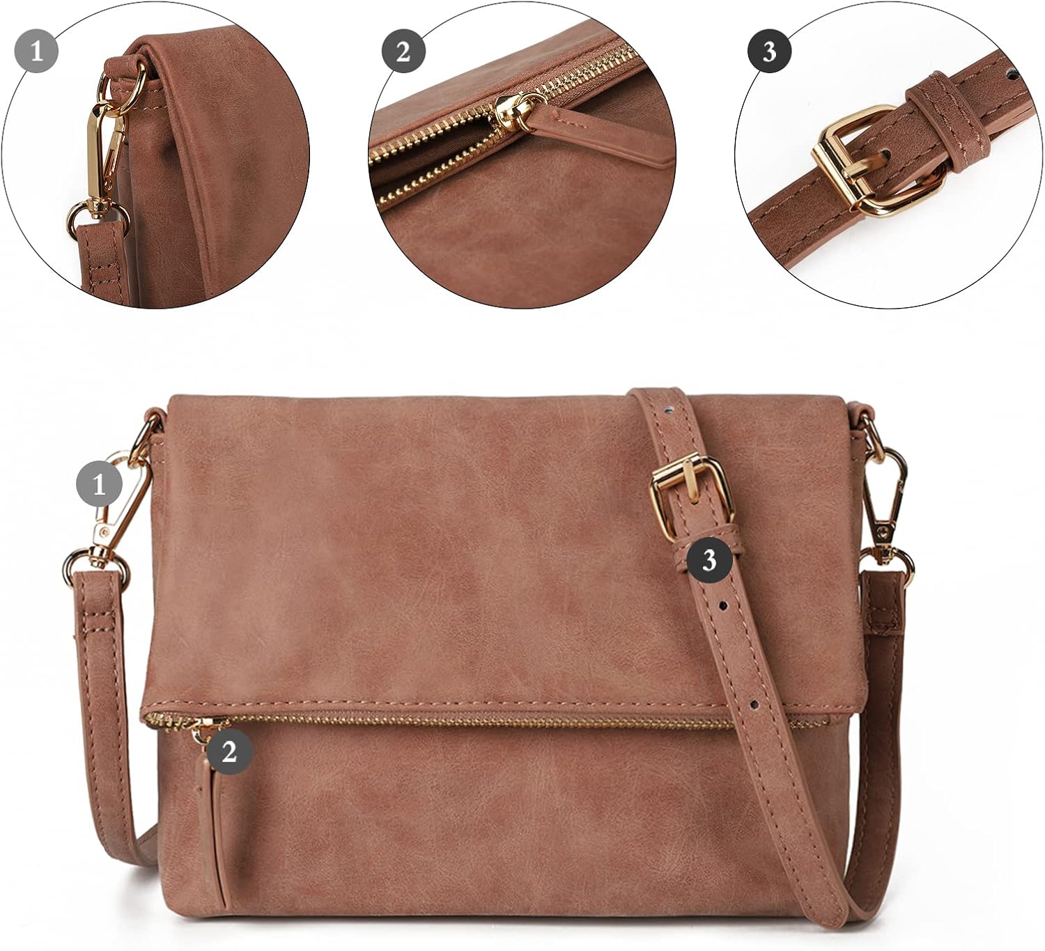 Thumbnail 4 de Gladdon Umhängetasche Damen – kompakte Crossbody mit Reißverschluss aus PU-Leder