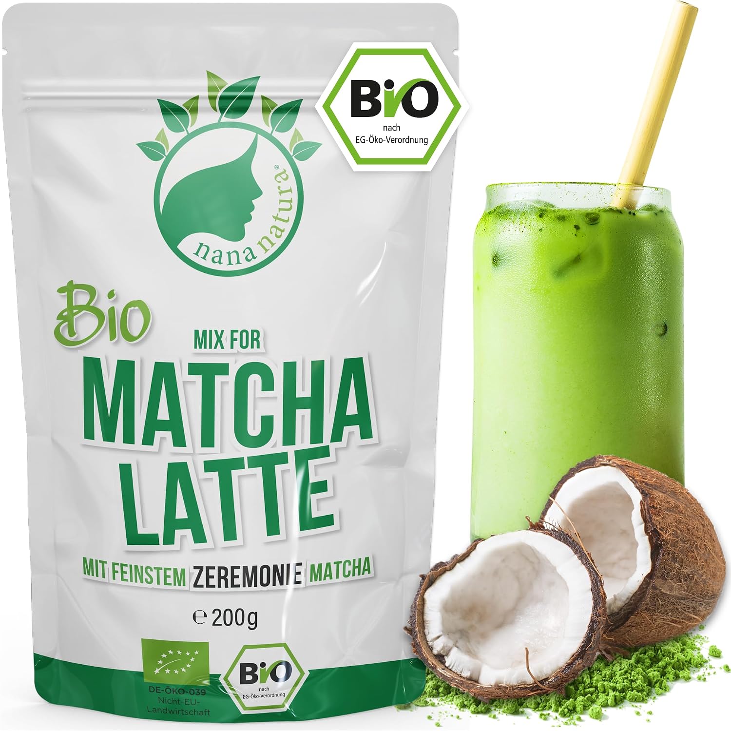 Detalle de NanaNatura Bio Matcha Latte Mix 22% Matcha