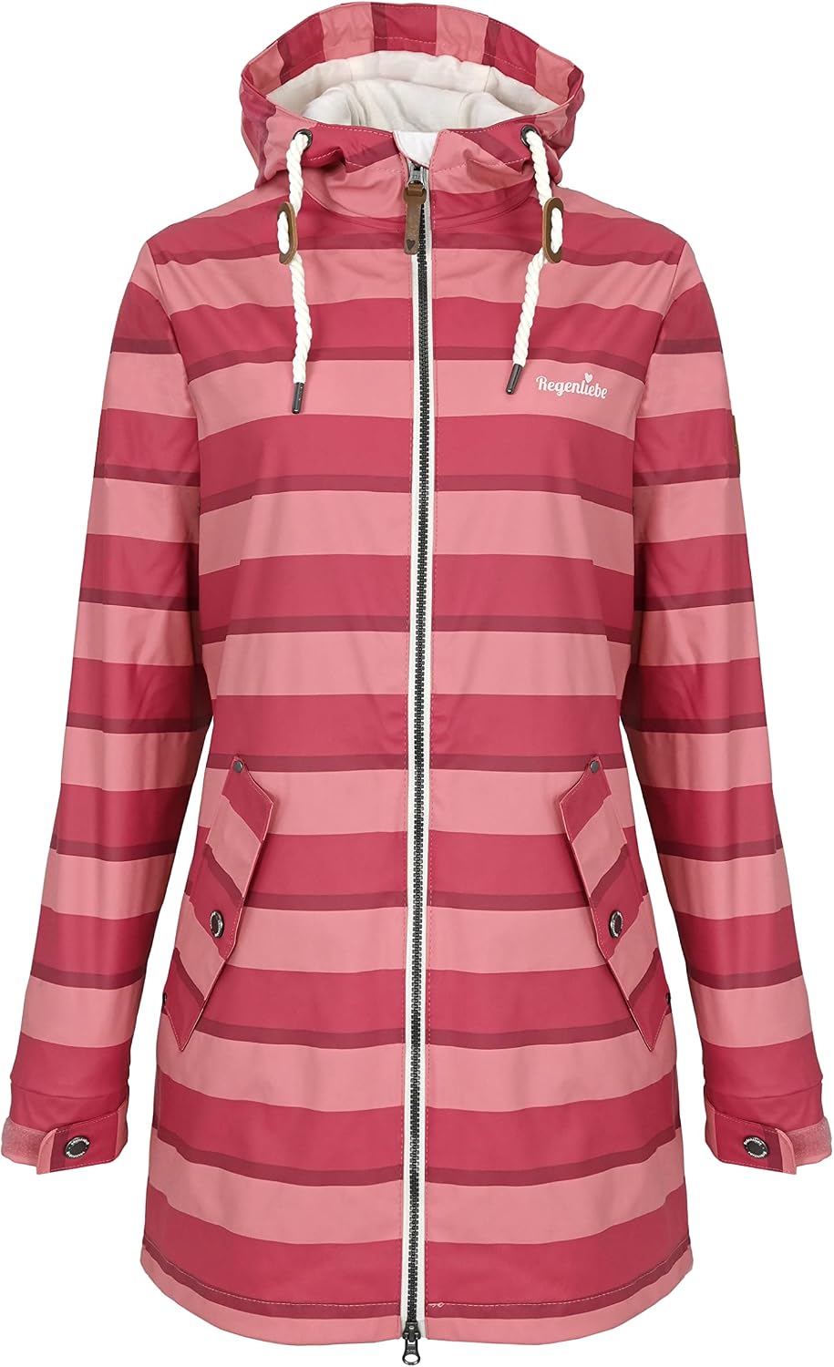 Thumbnail 6 de Regenliebe Damen Regenmantel Friesennerz gestreift 624 – wasserdichter Regenponcho mit Kapuze und tailliertem Schnitt