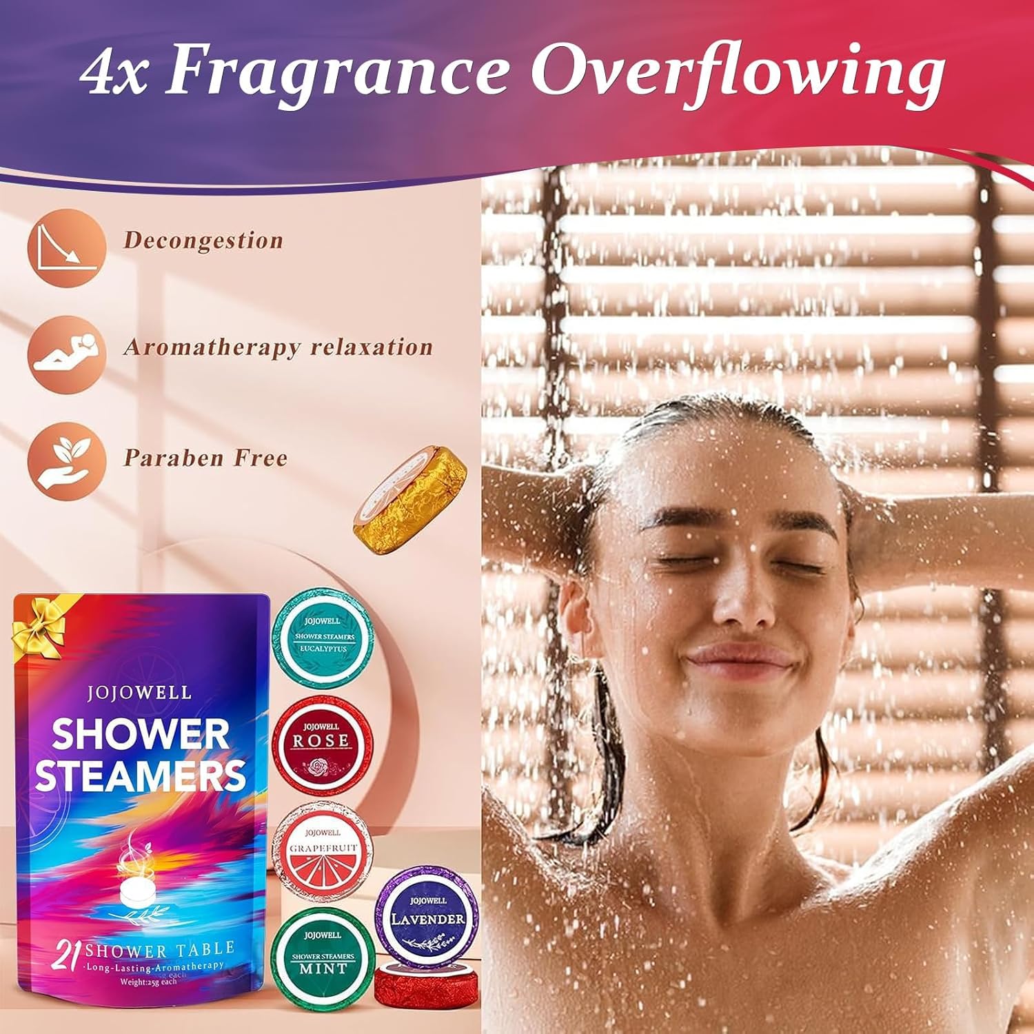Detalle de JoJowell Shower Steamers Aromatherapy (21 pcs) Essential Oil Shower Bombs for a Home Spa