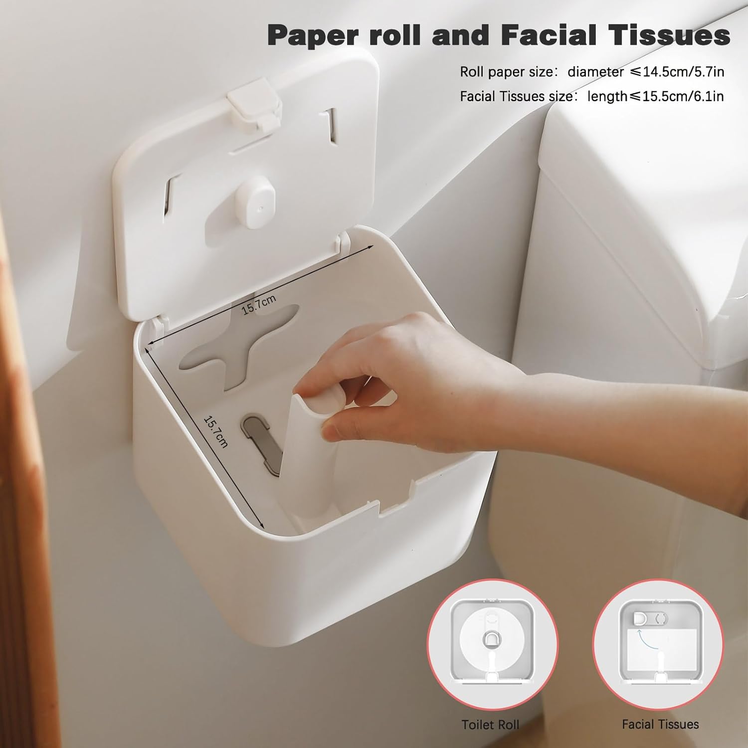 Thumbnail 3 de Colist porta rotolo di carta igienica autoadesivo da parete senza foratura (impermeabile, antipolvere, “a prova di gatto”)