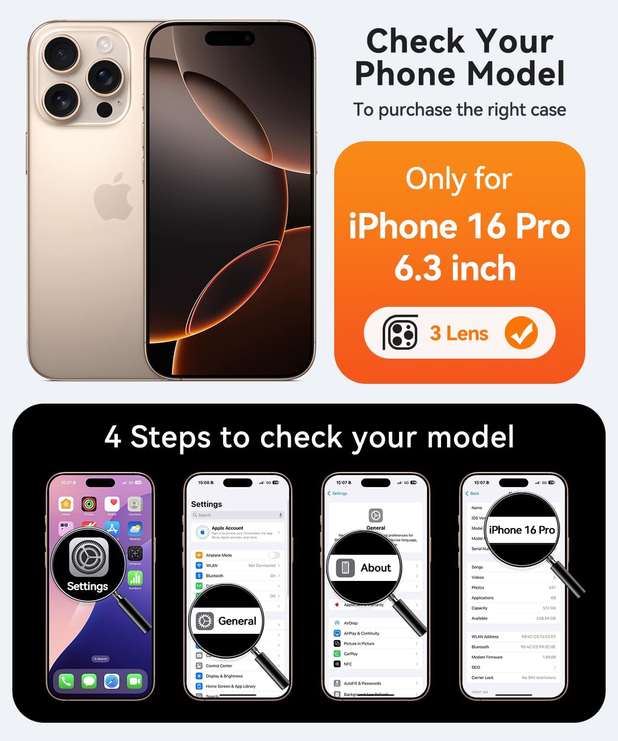 Thumbnail 1 de CANSHN Coque Magnétique pour iPhone 16 Pro (6,3 pouces) – Protection complète de l’appareil photo et finition translucide rouge