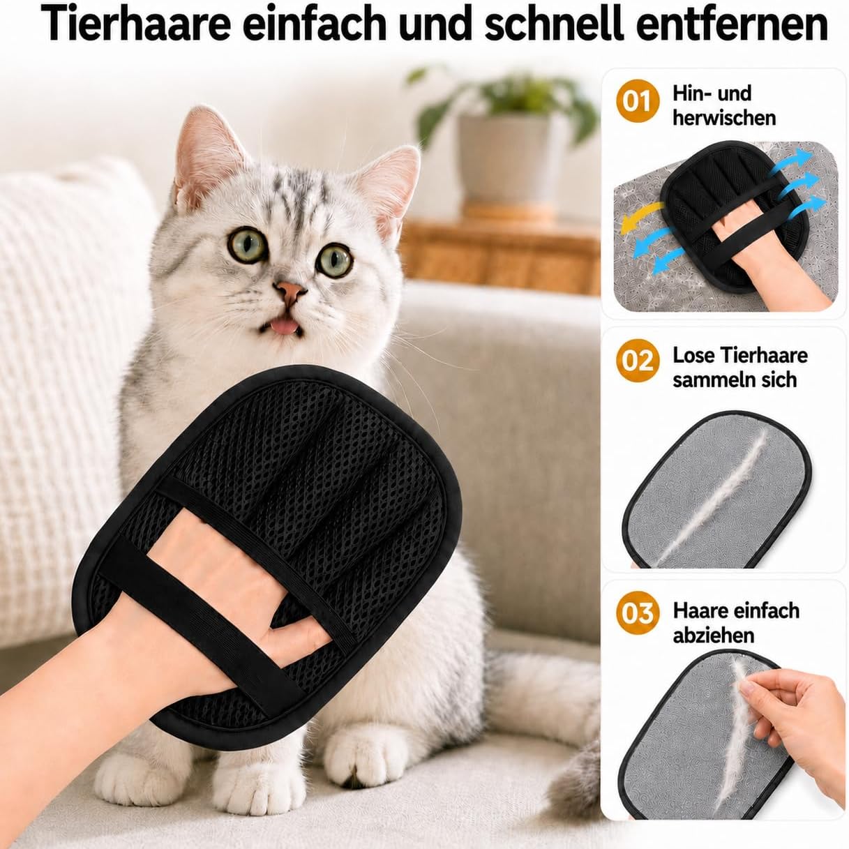 Detalle de ZenithyrEn Tierhaarentferner Handschuh 2er-Set: Verdicktes Design mit elektrostatischem Saugkraft – Fell Magnet