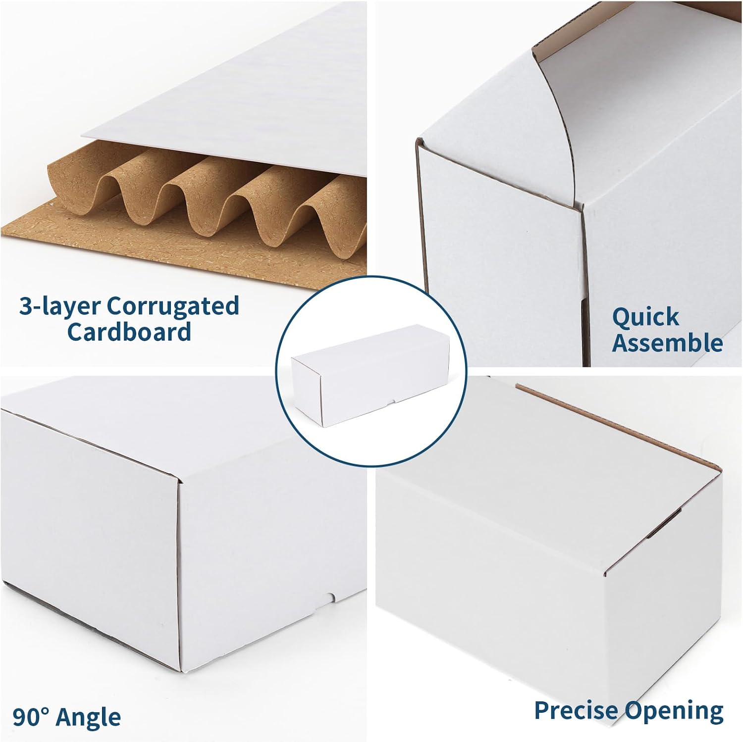 Detalle de ZBEIVAN 12 x 4 x 4-Inch White Corrugated Shipping Boxes, 25-Pack