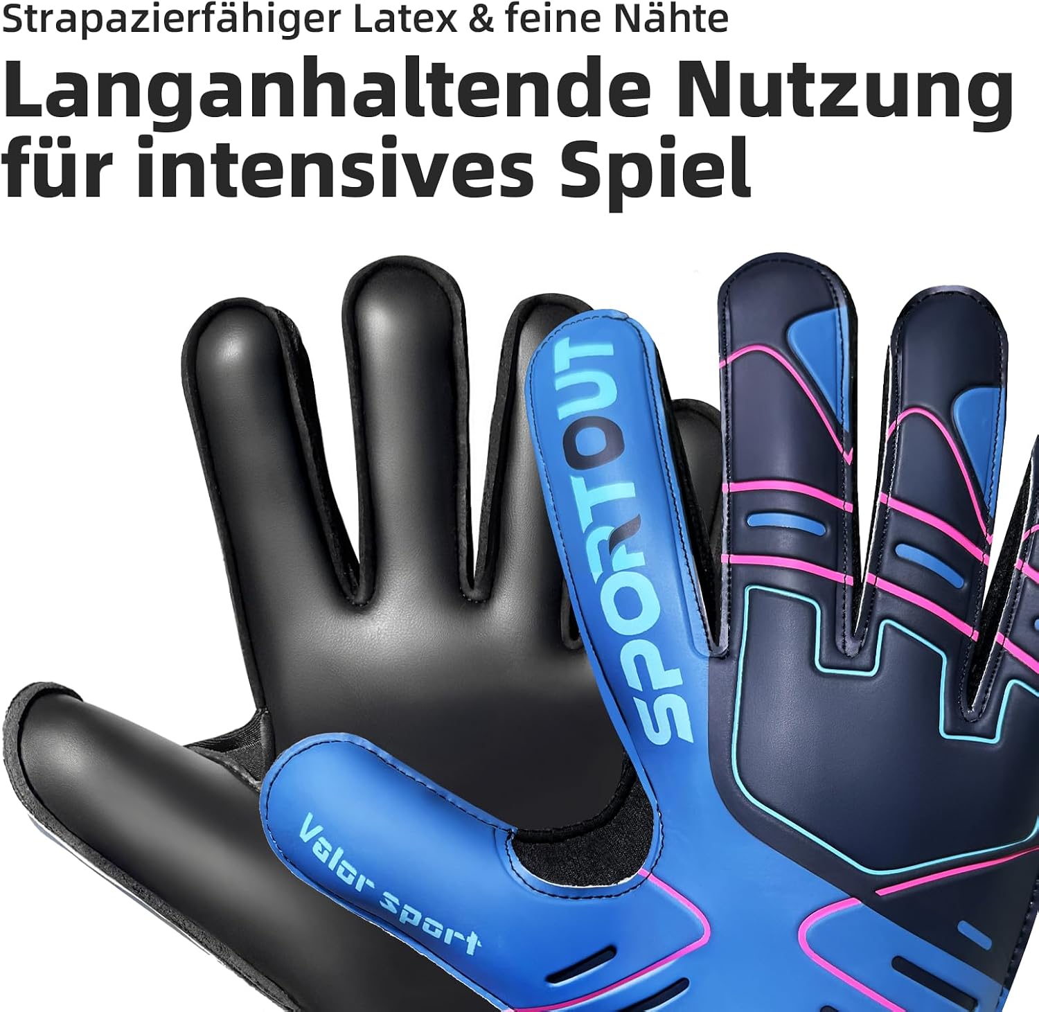 Detalle de Sportout Youth & Adult Goalie Gloves with 4+3MM Latex, Finger Protection & Double Wrist Support