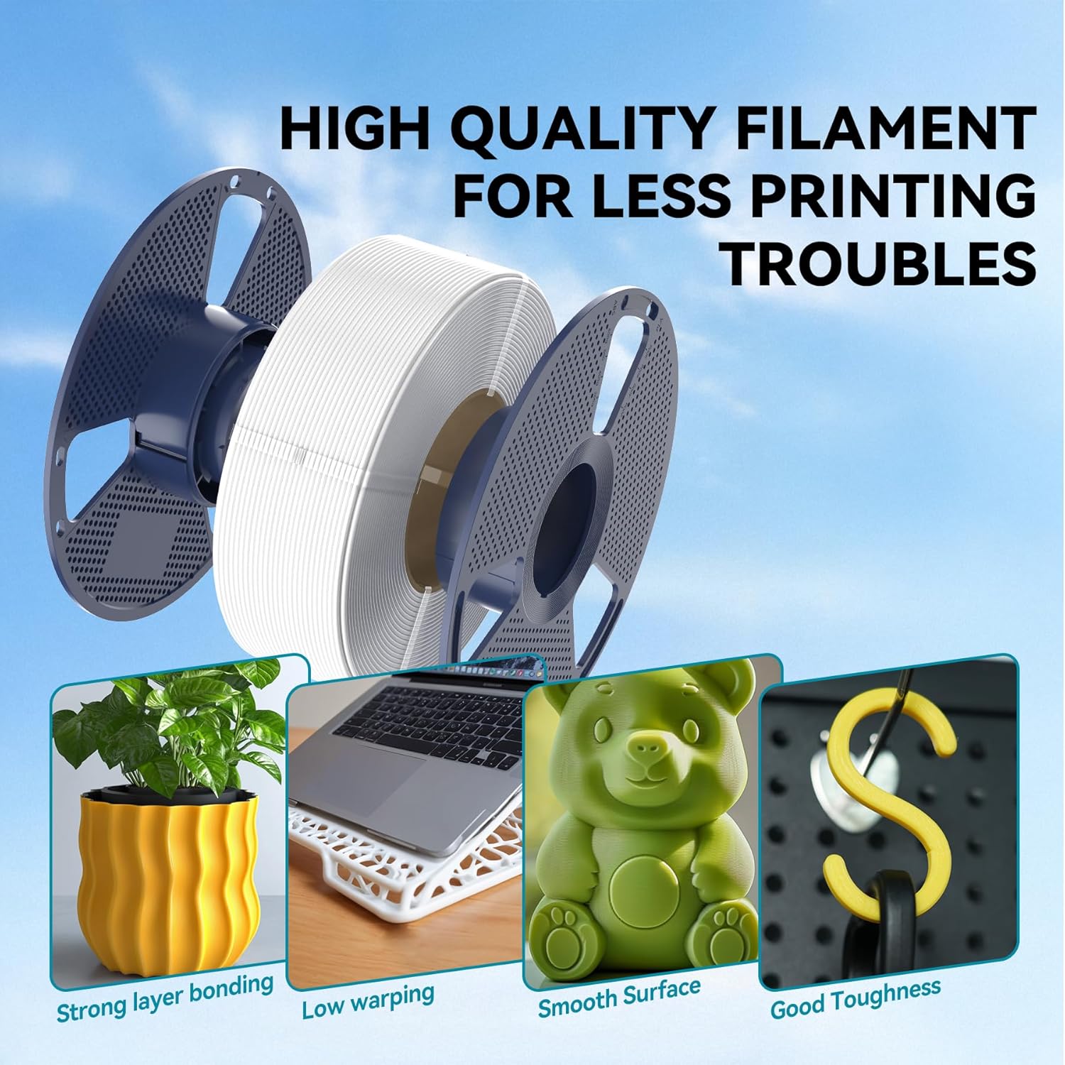 Thumbnail 2 de SUNLU PLA 1.75mm 3D Printer Filament (Wood Color) — 1kg Spool, +/- 0.02mm Dimensional Accuracy