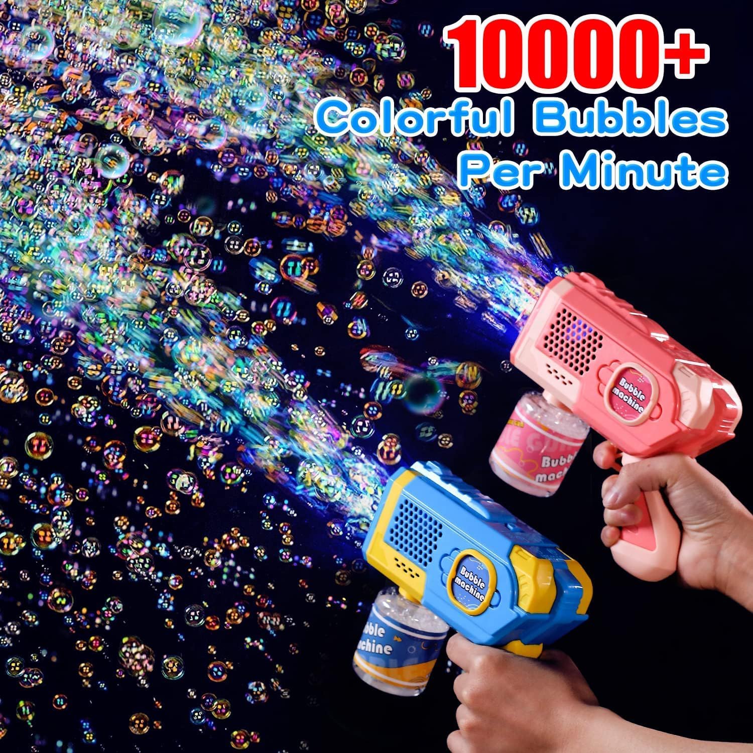Detalle de EagleStone Seifenblasenpistole 2er Pack mit bunten LED-Lichtern – Automatische Seifenblasenmaschine für Kinder (3–8 Jahre)