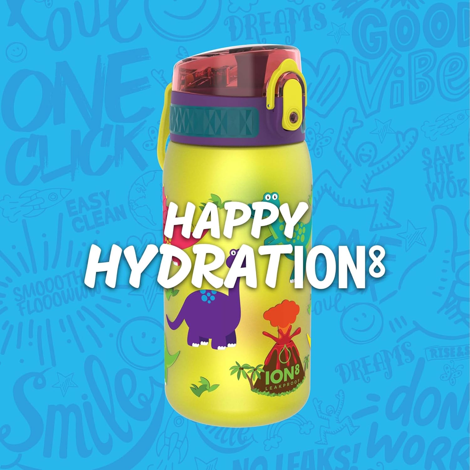 Thumbnail 6 de Ion8 Small Water Bottle – Dinosaur Yellow, Leak-Proof & Dishwasher Safe