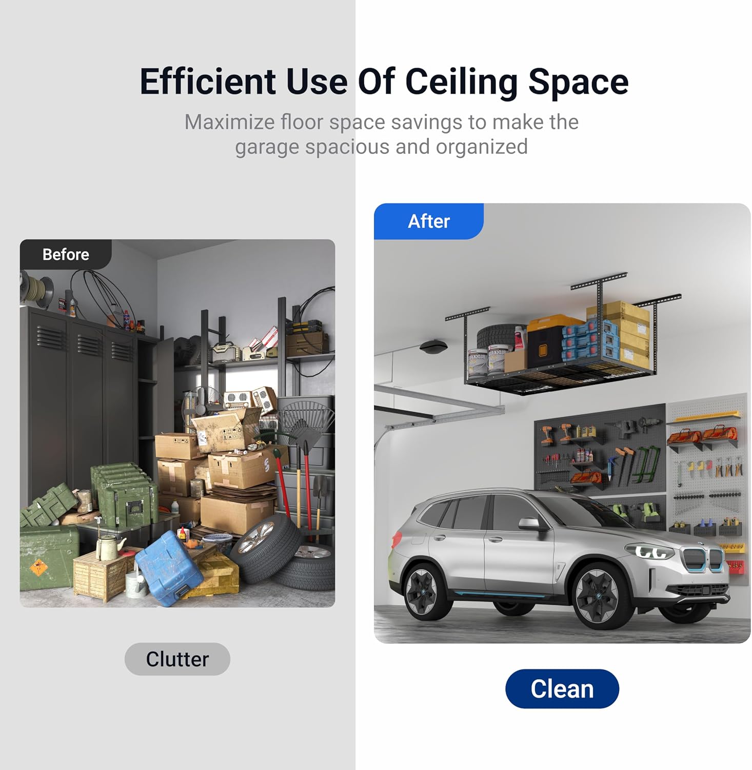 Thumbnail 5 de FLEXIMOUNTS 3x6 Overhead Garage Storage Rack – 450 lbs Capacity, 72" L x 36" W x 22–40" H (Classic Series)