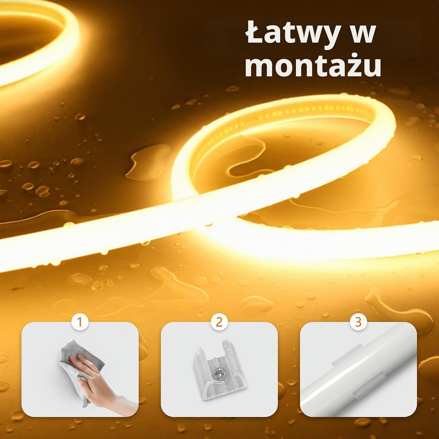 Detalle 2 de SUCIKORIO D939-10m-Nuan neonowa taśma LED COB 10 m, IP65, 3000 K