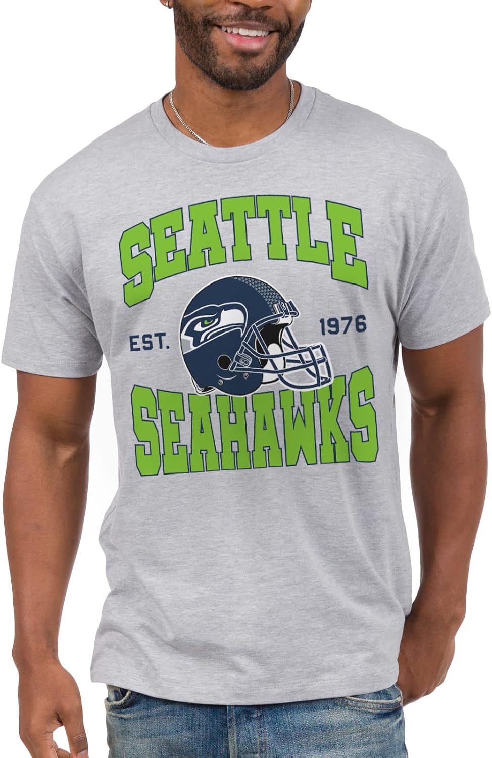 Detalle de Junk Food Team Helmet Officially Licensed Short Sleeve Football Fan Shirt (Seattle Seahawks) for Men and Women