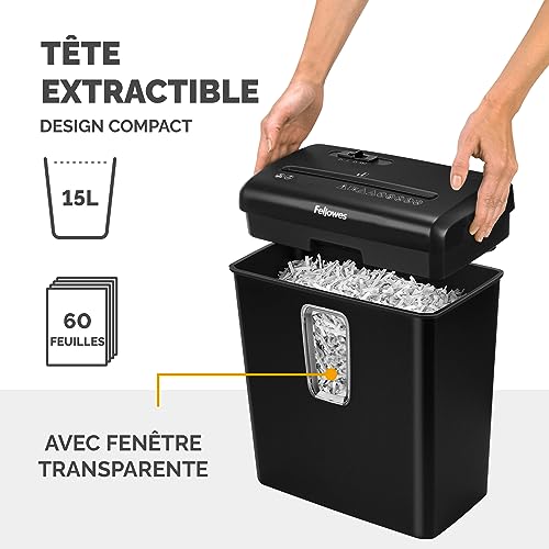 Detalle 1 de Fellowes Powershred FS-6C, destructeur coupe croisée P-4, 6 feuilles, corbeille 15 l