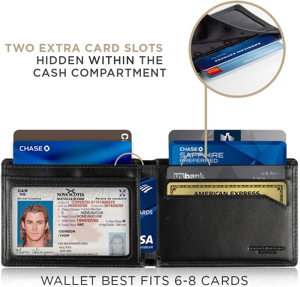 Detalle 2 de SERMAN BRANDS Men's Bifold Wallet, Full-Grain Leather