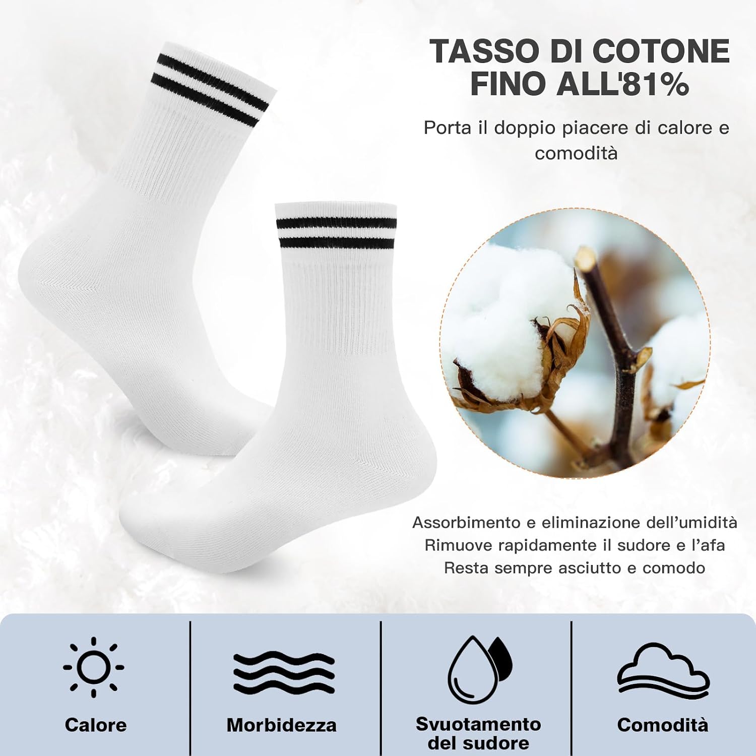 Detalle 2 de Smart Sir Calzini sportivi uomo donna 4 paia in cotone