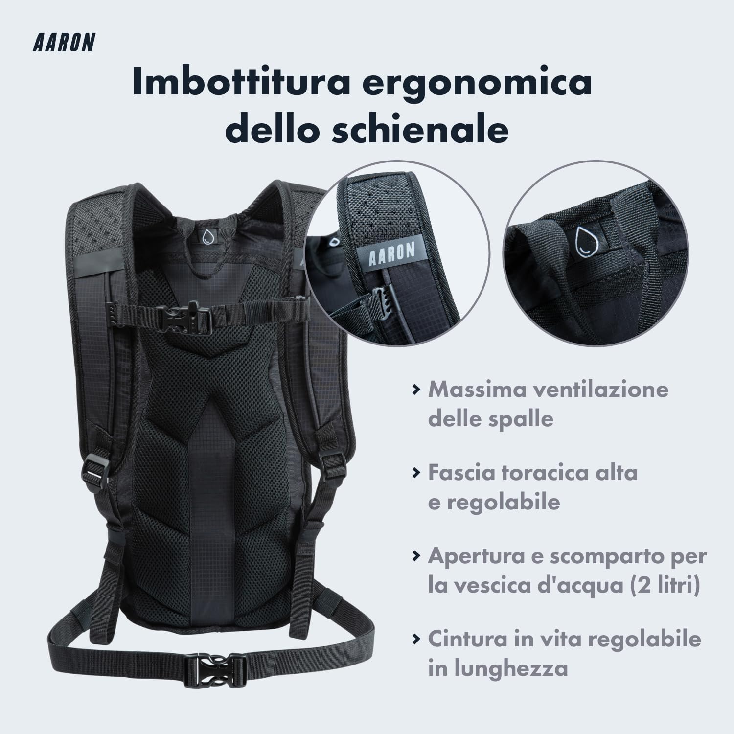 Thumbnail 3 de Zaino AARON da bici e trekking da 8/25 L, impermeabile con copri-zaino antipioggia