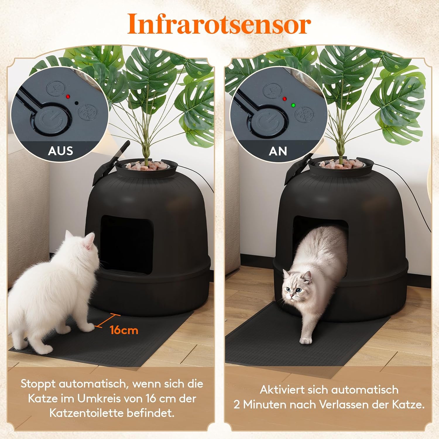 Detalle de Lifewit Katzenklo Blumentopf XXL mit Sensor
