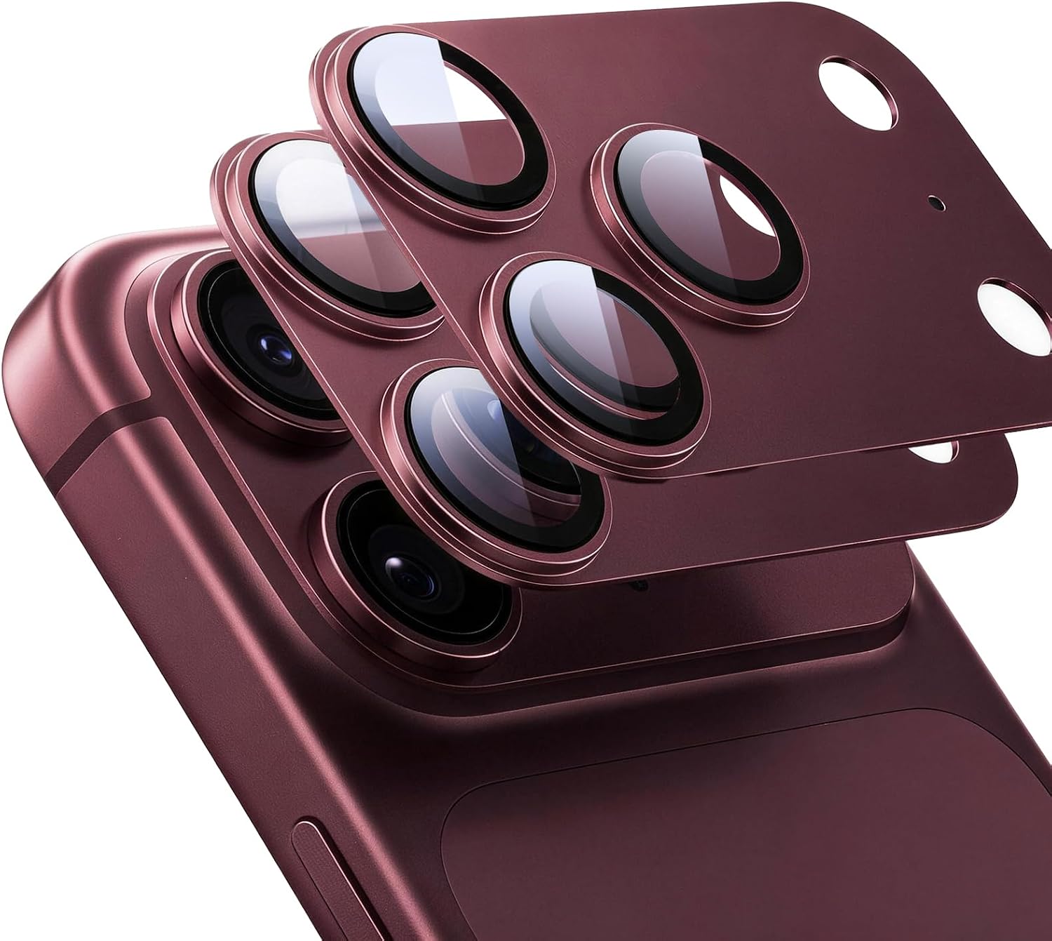 Detalle de MAGIC JOHN iPhone 18 Pro Max Camera Lens Protector, Red 2-Pack
