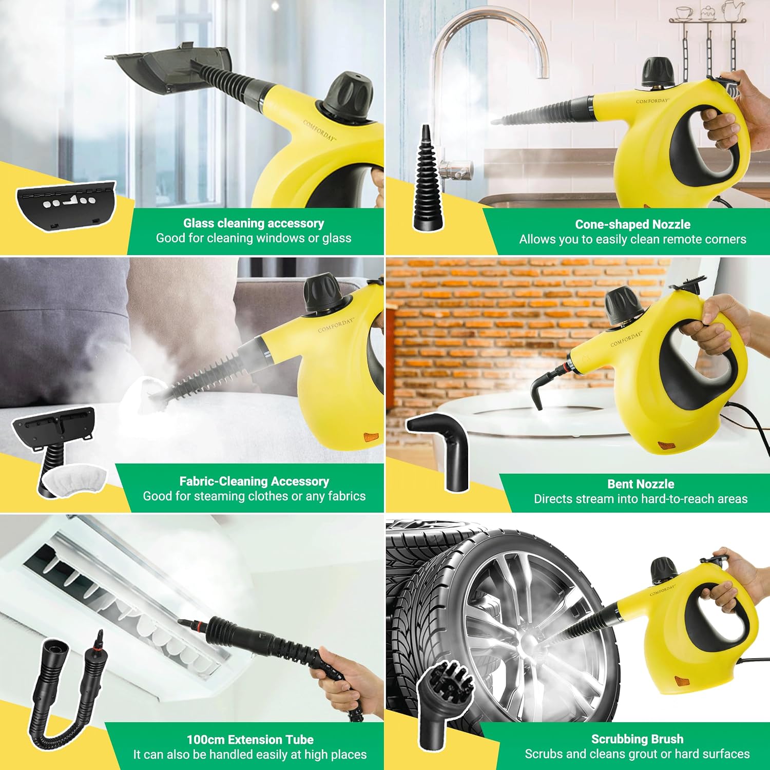 Detalle de Comforday HH handstoomreiniger 1050 W, 350 ml en 9 accessoires