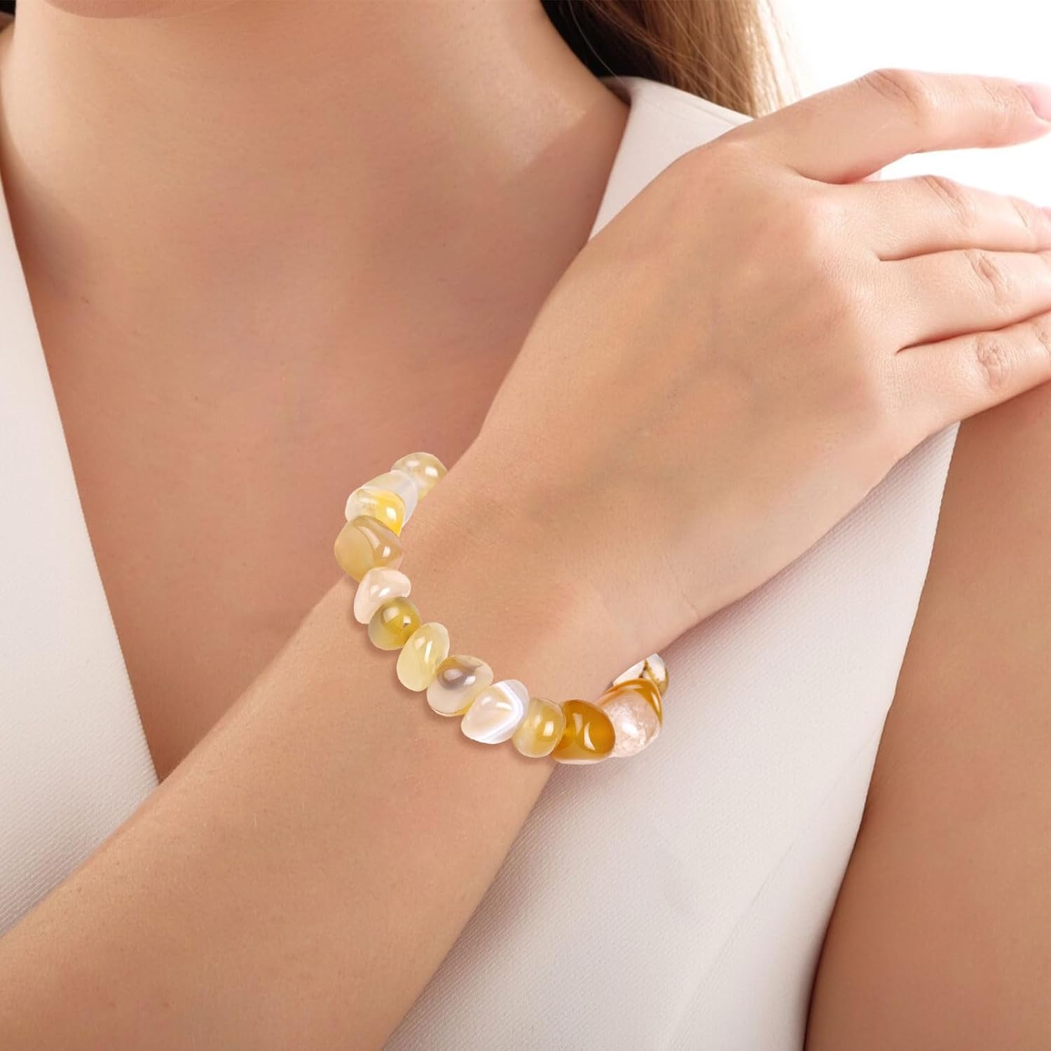 Detalle 2 de GGXDH Gelber Achat Armband 8–12 mm