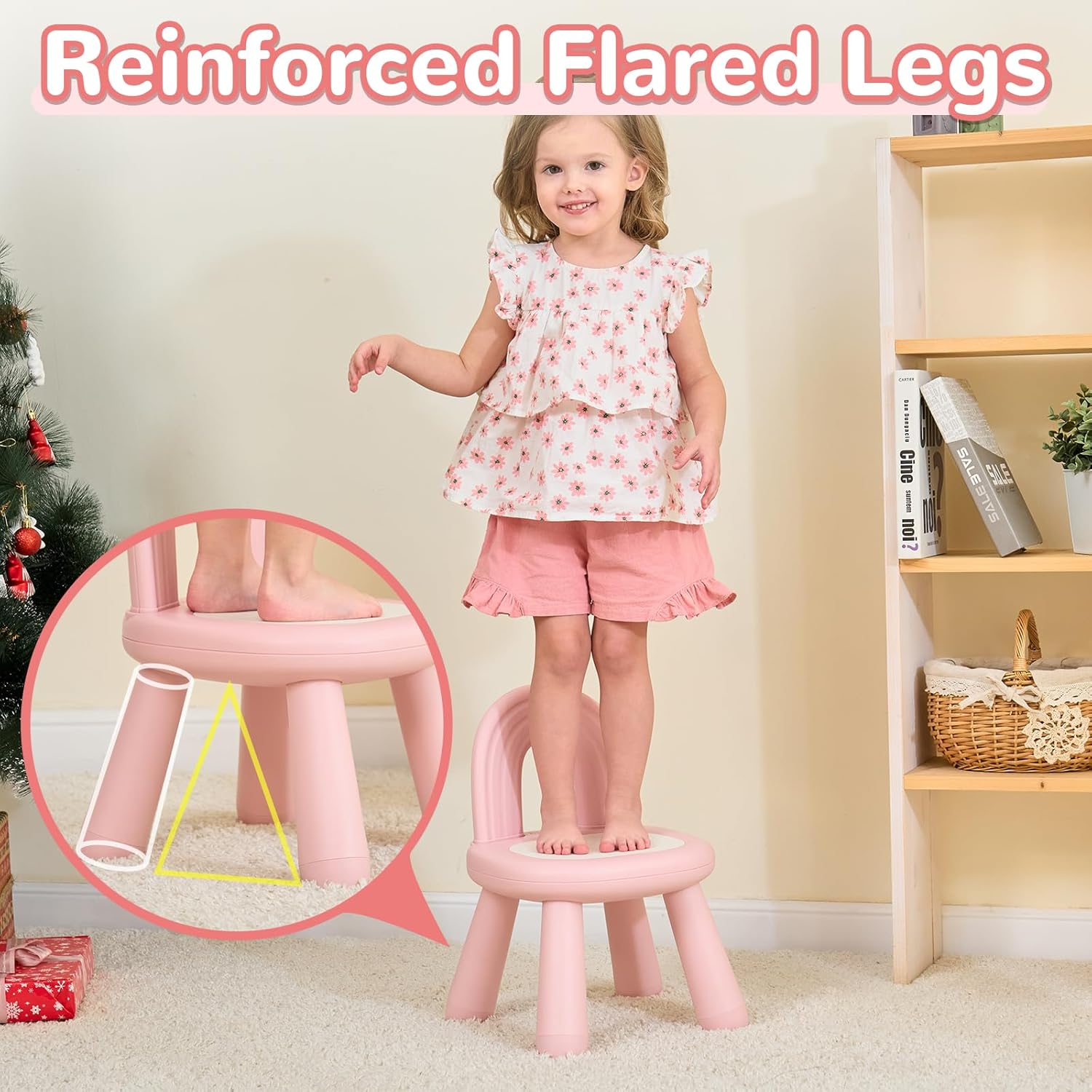 Thumbnail 3 de KidBloom Plastic Toddler Chair (1–3 years) with Ergonomic Rainbow Backrest, Pink