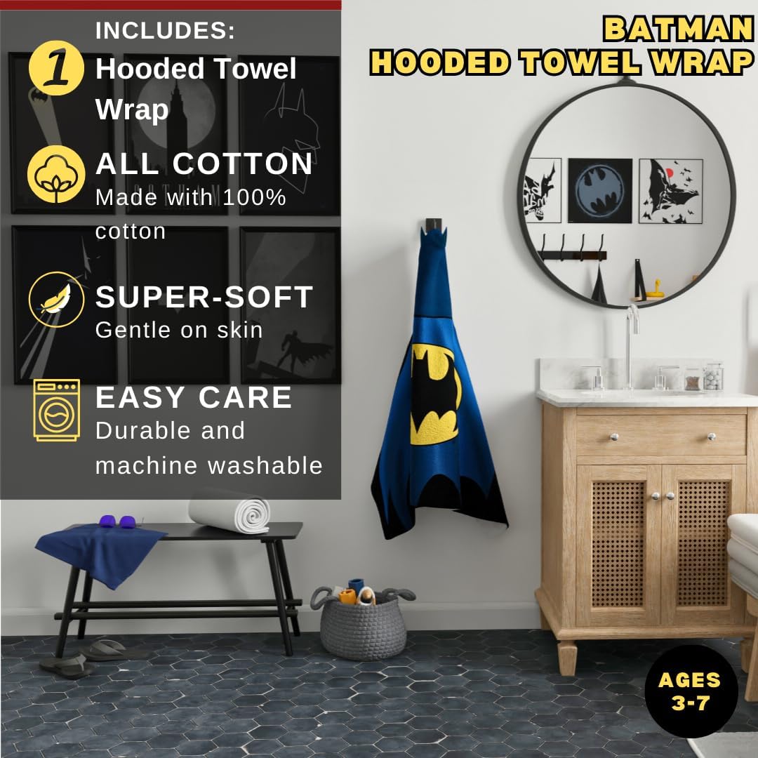 Detalle de Batman DC Comics Kids Super Soft Hooded Towel Wrap by Franco (24" x 50")