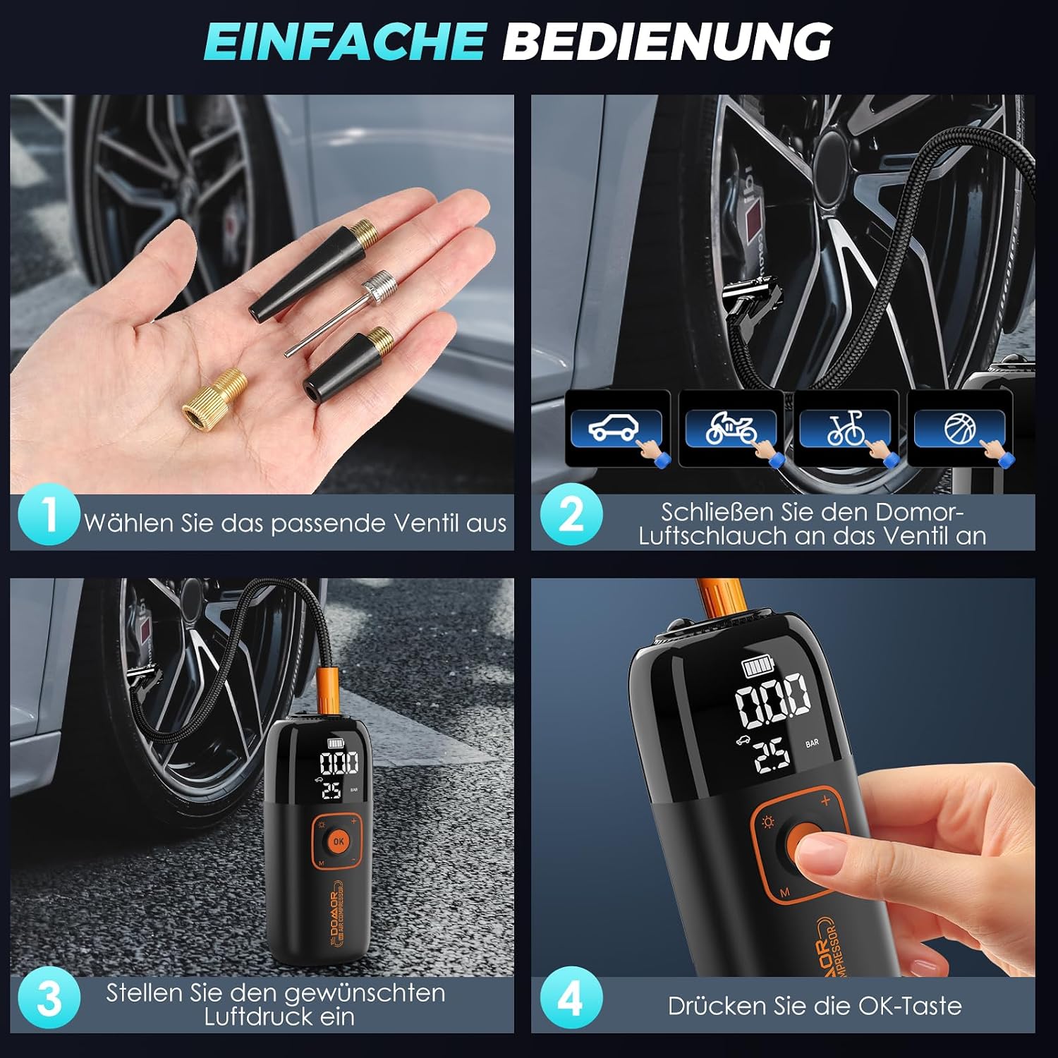 Thumbnail 4 de 150-PSI Akku Luftpumpe für Fahrrad