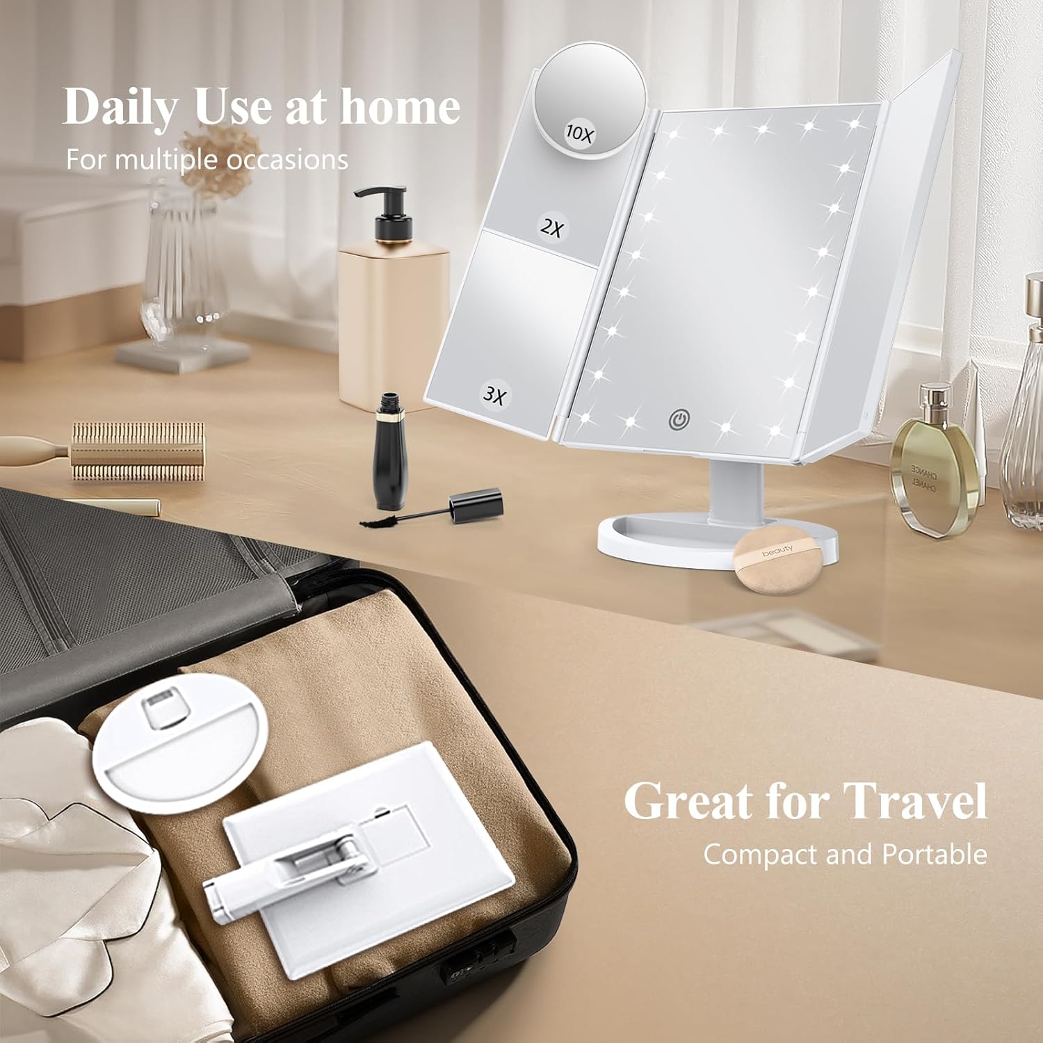 Detalle 2 de HUONUL Makeup Mirror 10X Magnification ๐