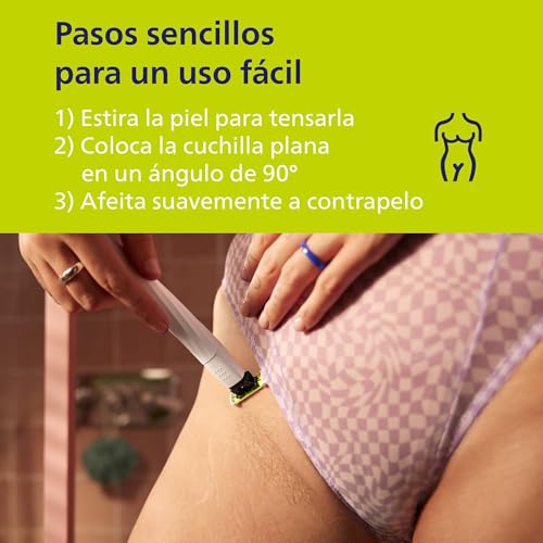 Detalle de PHILIPS OneBlade Intimate QP1924/28: recorta y afeita con protección para la piel sensible