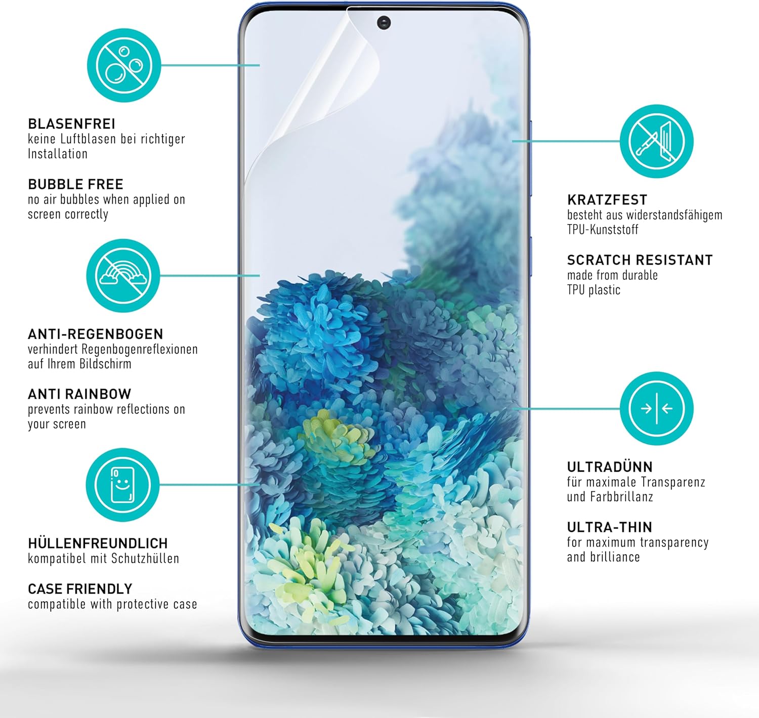 Thumbnail 4 de SmarTect TPU Screen Protector for Samsung Galaxy S20 Plus, Clear Film and Camera Protection