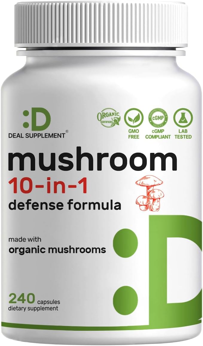 Detalle de Organic Mushroom Supplement, 240 Capsules