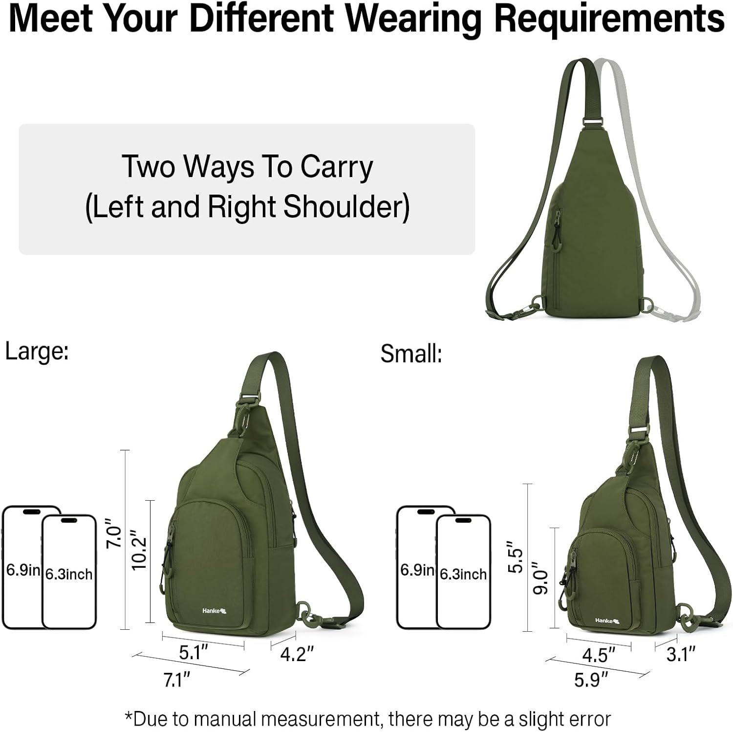 Detalle de Hanke women’s cross body bag – water-resistant, multi-pocket sling for travel, cycling and day trips