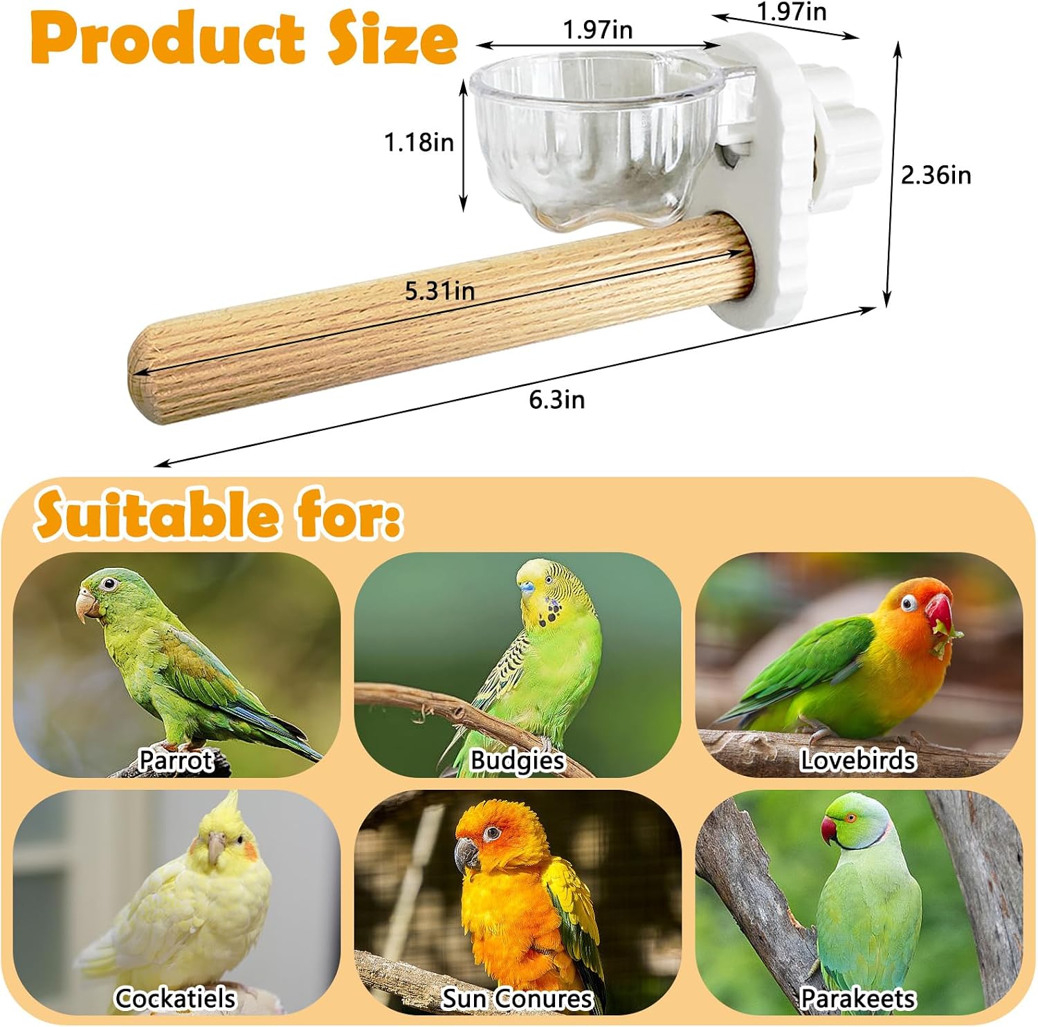 Detalle 2 de Kathson Wooden Bird Perch with Feeder