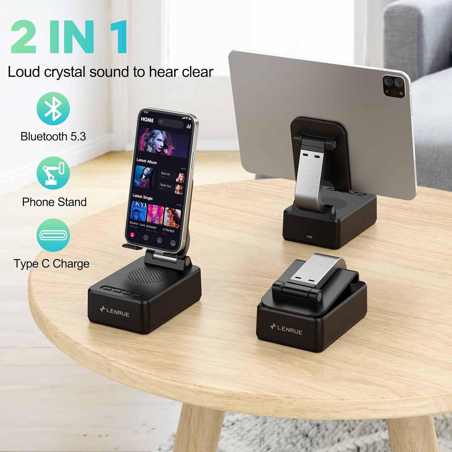 Detalle de LENRUE Wireless Bluetooth Speaker with Stand